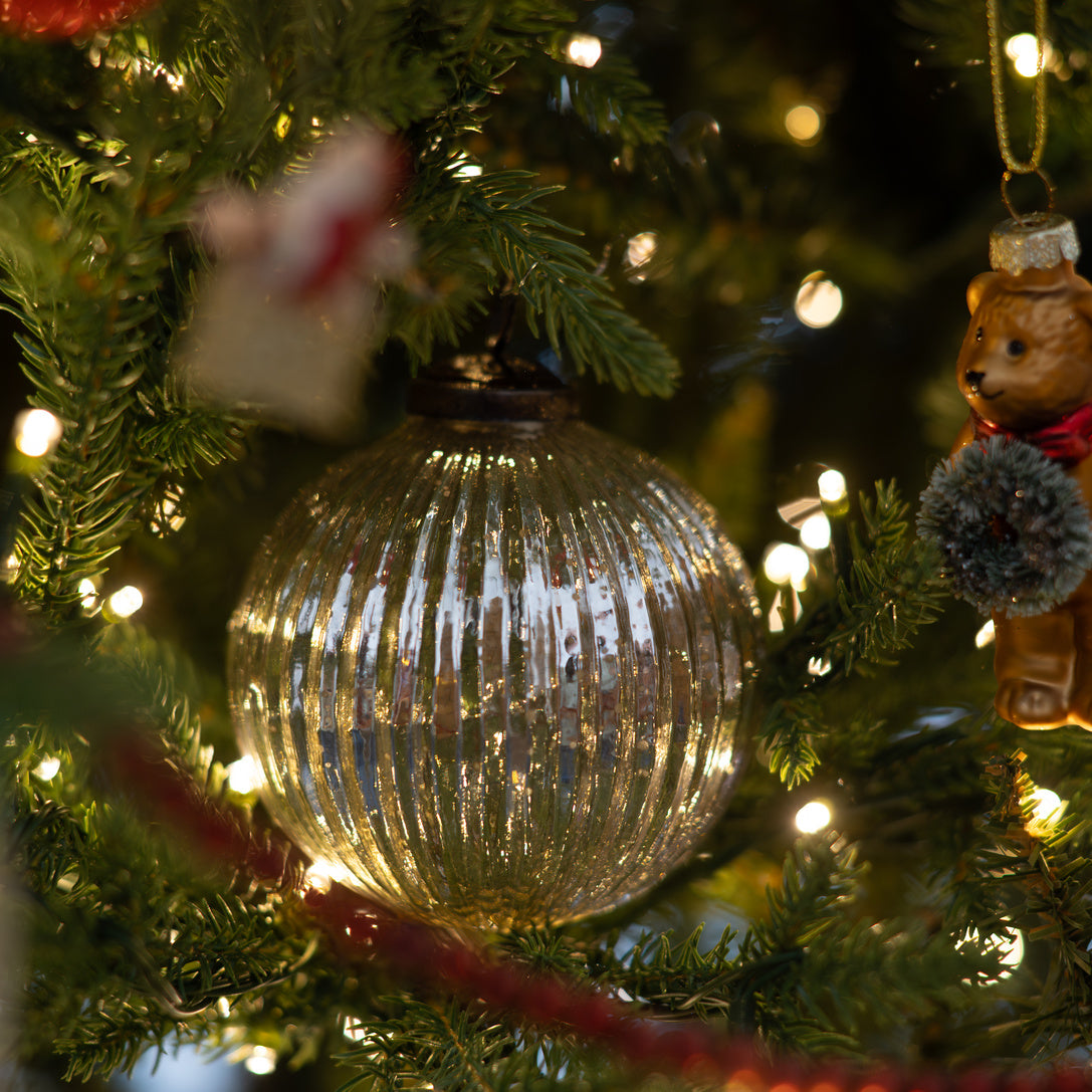 Silver Ribbed Ornament
