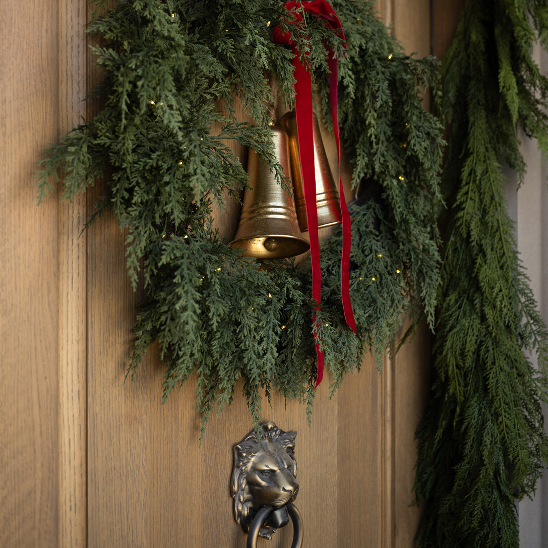 Golden Juniper Wreath- Pre Lit