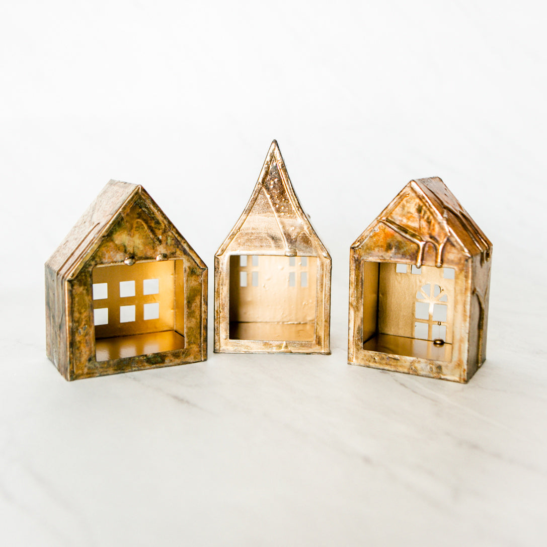 Antique Christmas Village - Set of 3