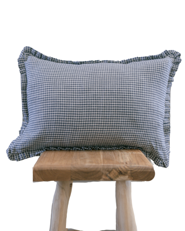 Frankie Gingham Ruffle Pillow Cover