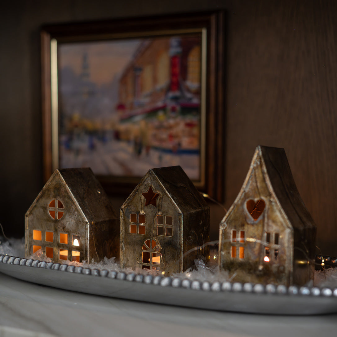 Antique Christmas Village - Set of 3