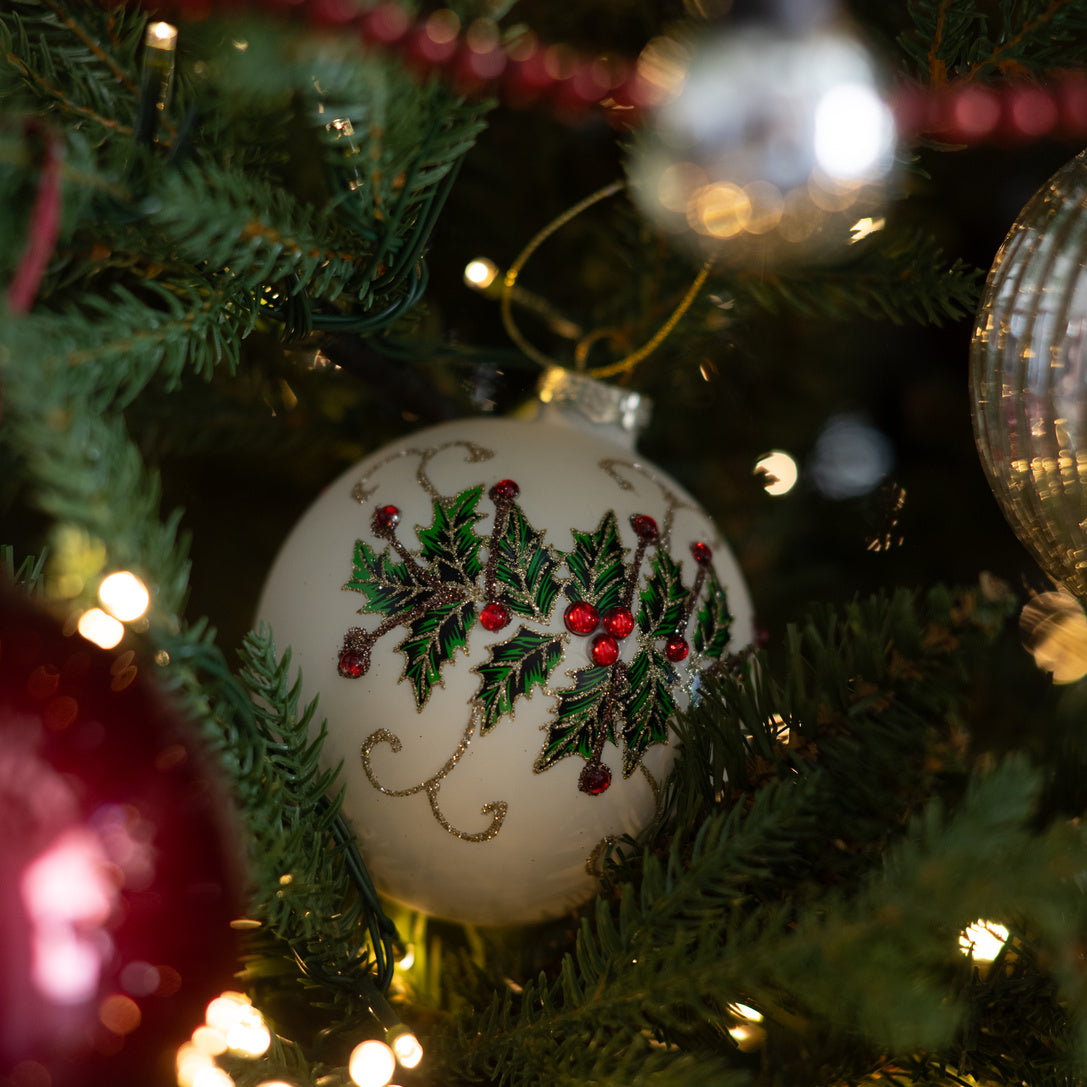 Holly Ornaments - Set of 2
