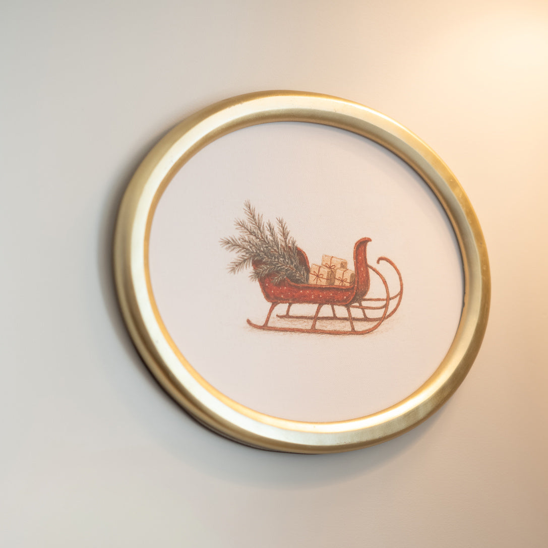 Crimson Sleigh Framed Art