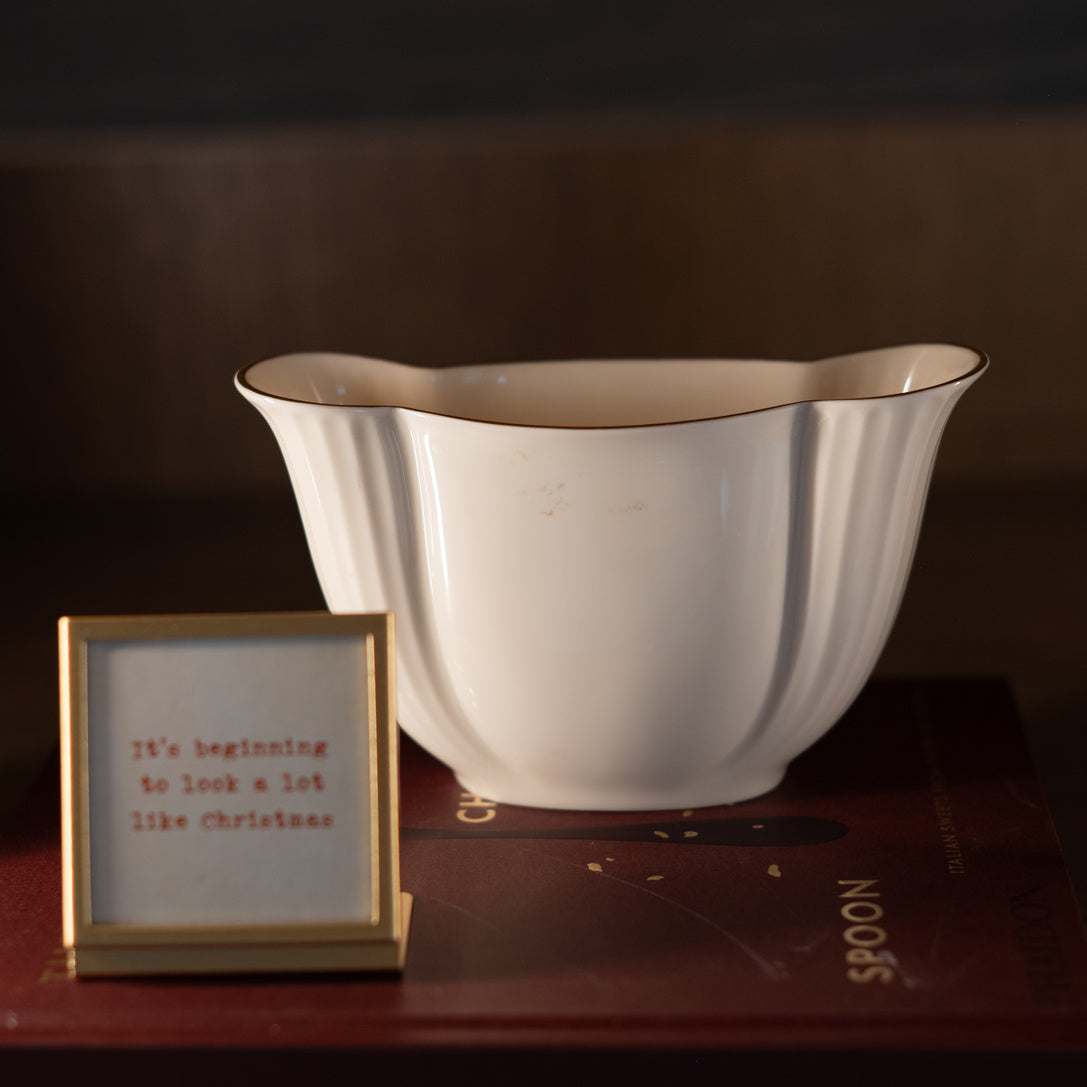 Ivory Scalloped Vase - One of a Kind