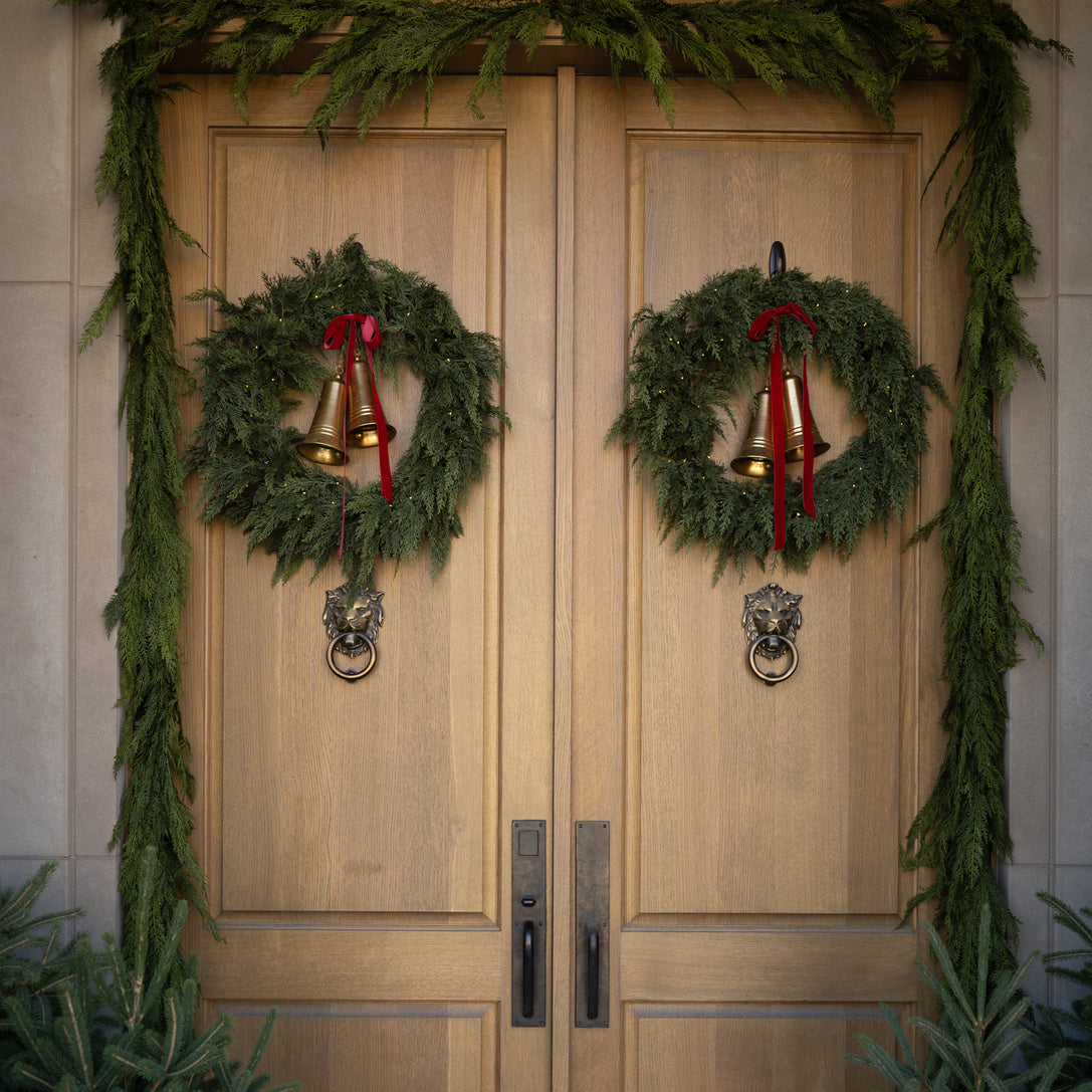 Golden Juniper Wreath- Pre Lit