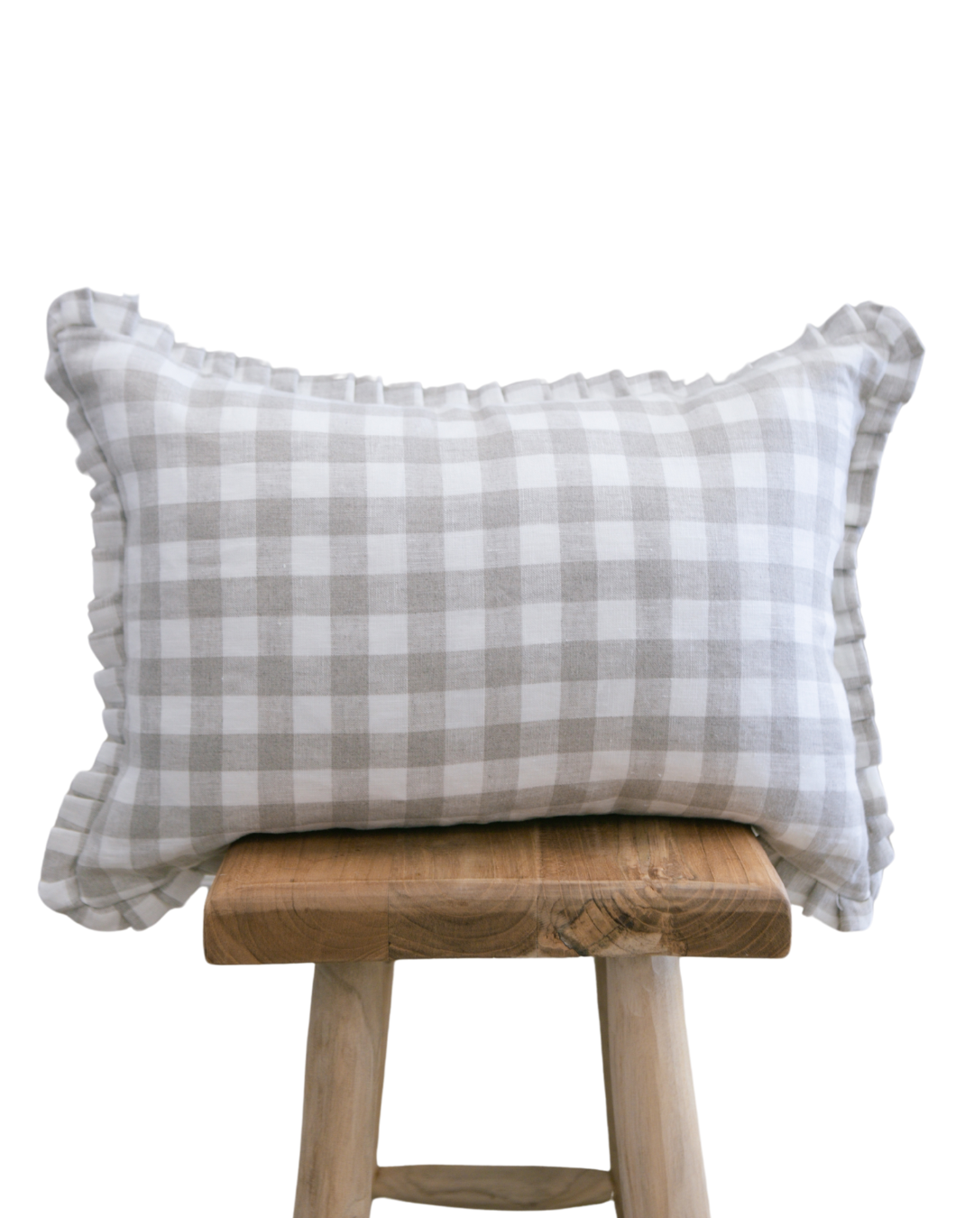 Faye Gingham Ruffle Pillow Cover