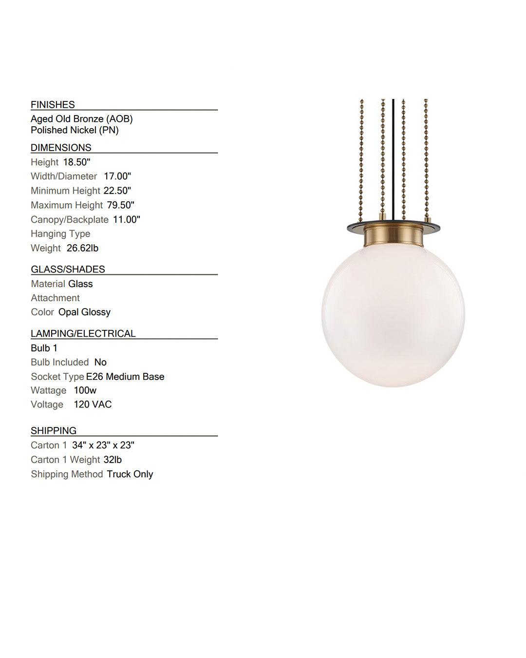 Bailey Globe Pendant