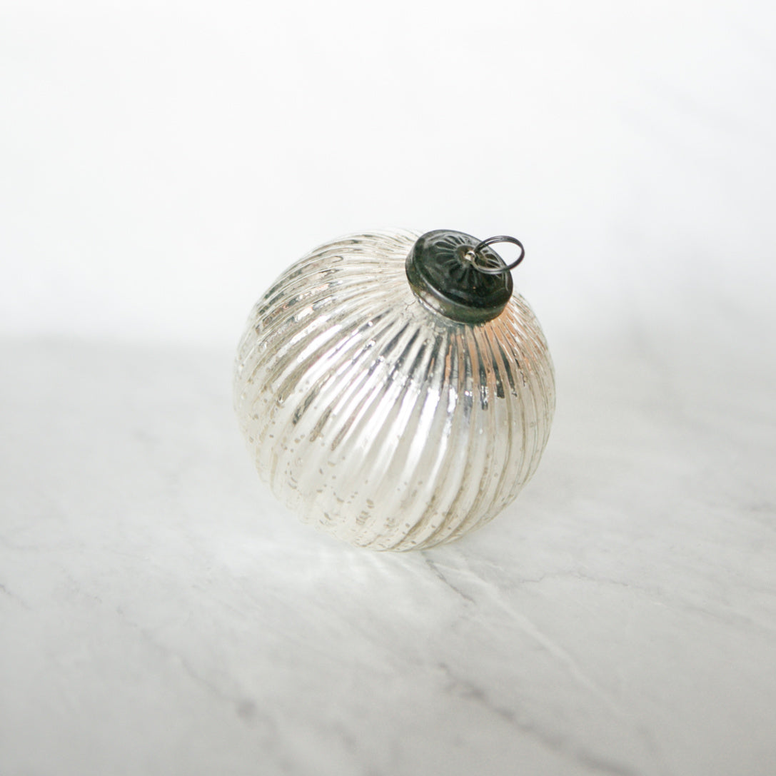 Silver Ribbed Ornament