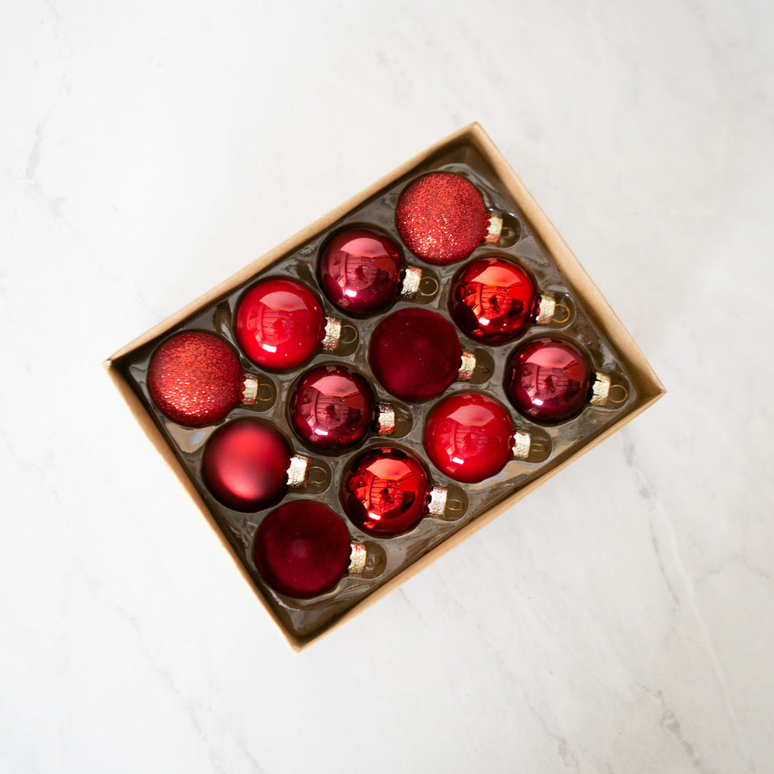 Mini Crimson Ornaments - Set of 12