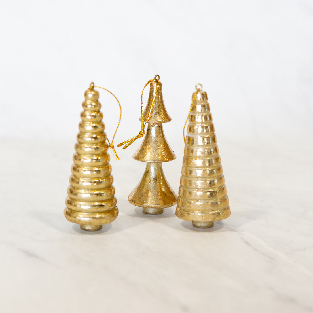 Gold Tree Ornaments - Set of 3