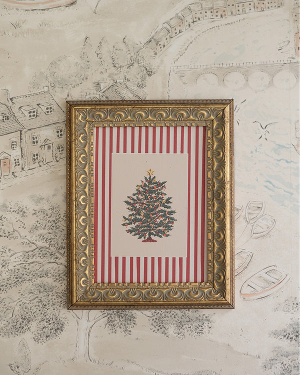 Pinstripe Christmas Tree Framed Art