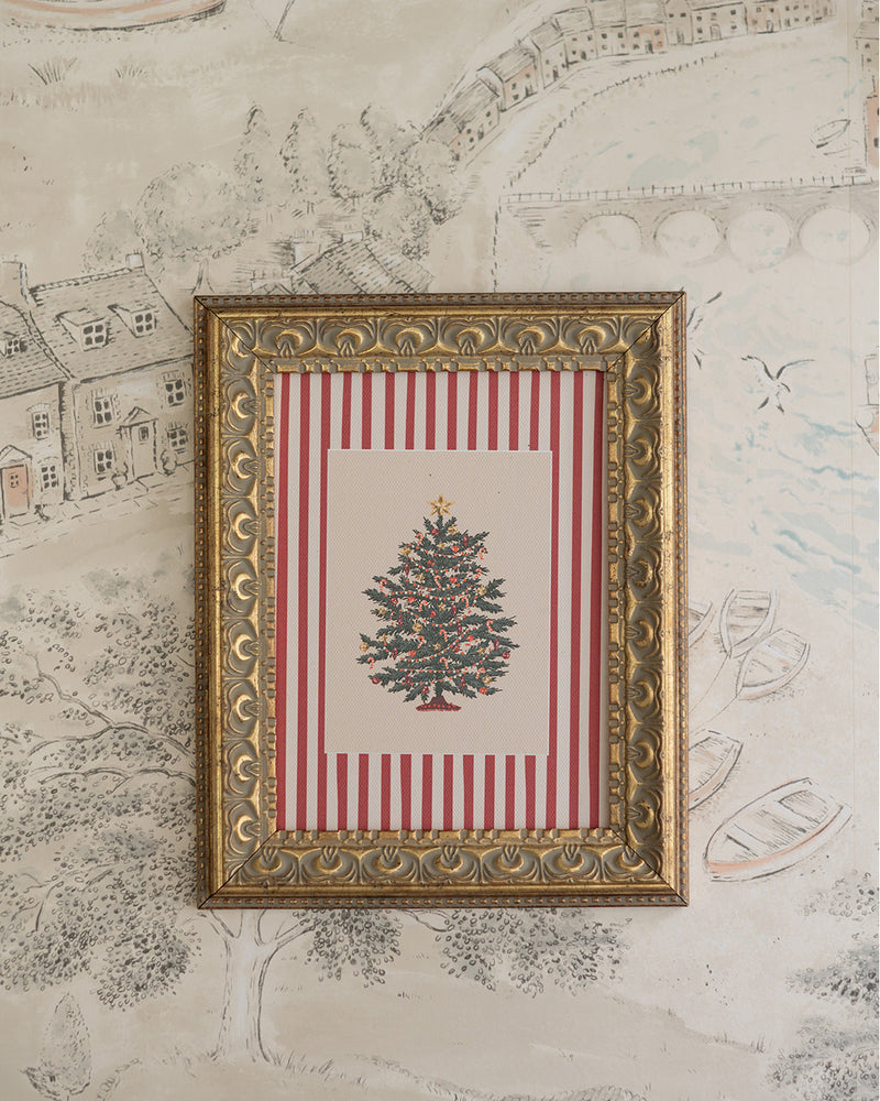 Pinstripe Christmas Tree Framed Art