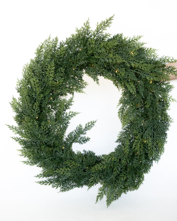 Golden Juniper Wreath- Pre Lit