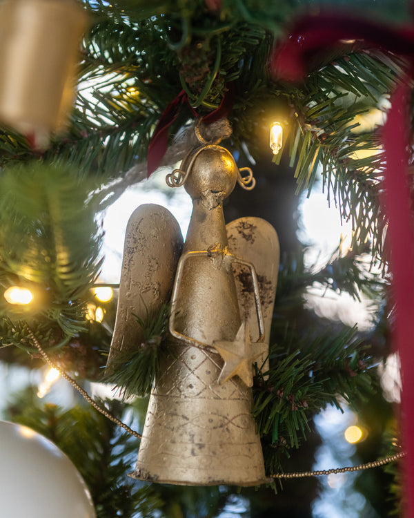 Gold Metal Angel Bell Ornament