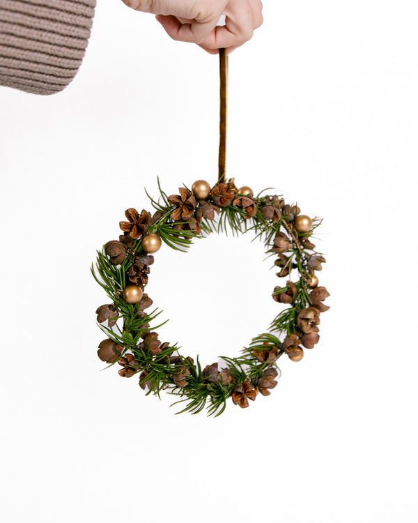 Gold Berry Fir Wreath Ornament