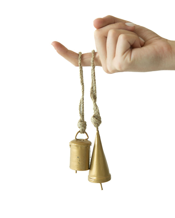 Gold Mini Hanging Bells - Set of 2