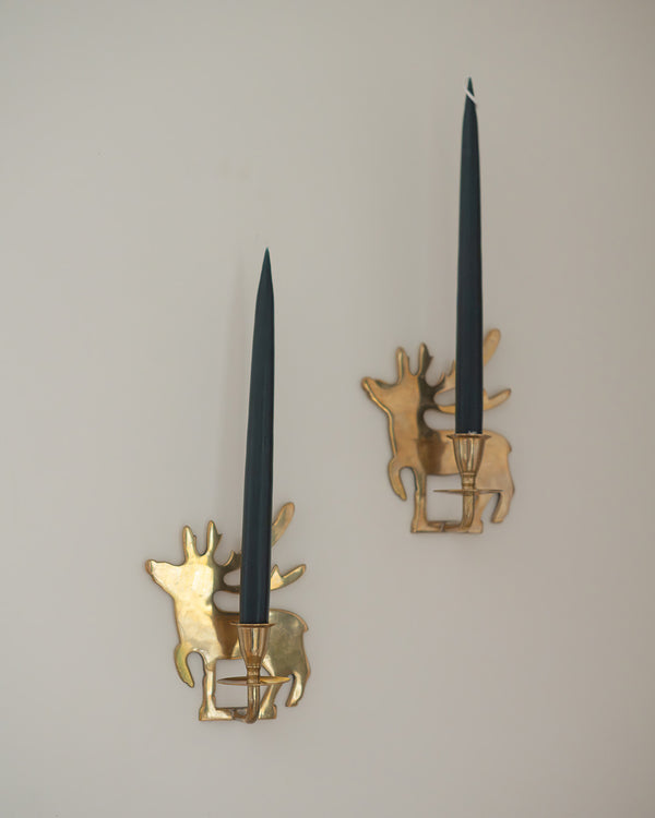 One of a Kind Brass Reindeer Candle Holder - Set of 2