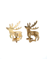 One of a Kind Brass Reindeer Candle Holder - Set of 2