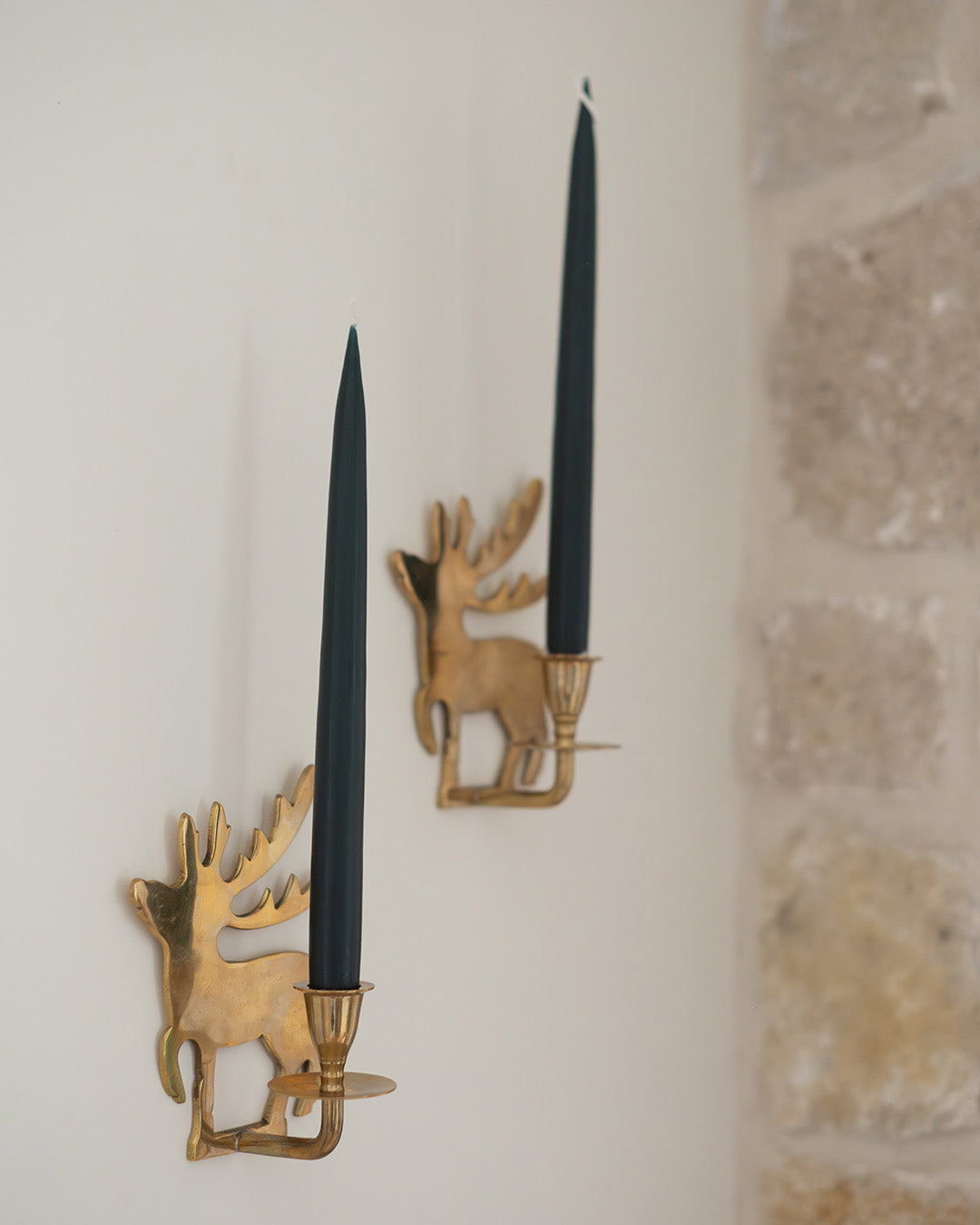 One of a Kind Brass Reindeer Candle Holder - Set of 2