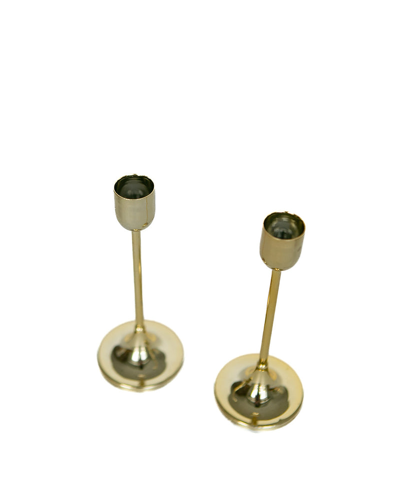 One of a Kind Brushed Gold Candlesticks
