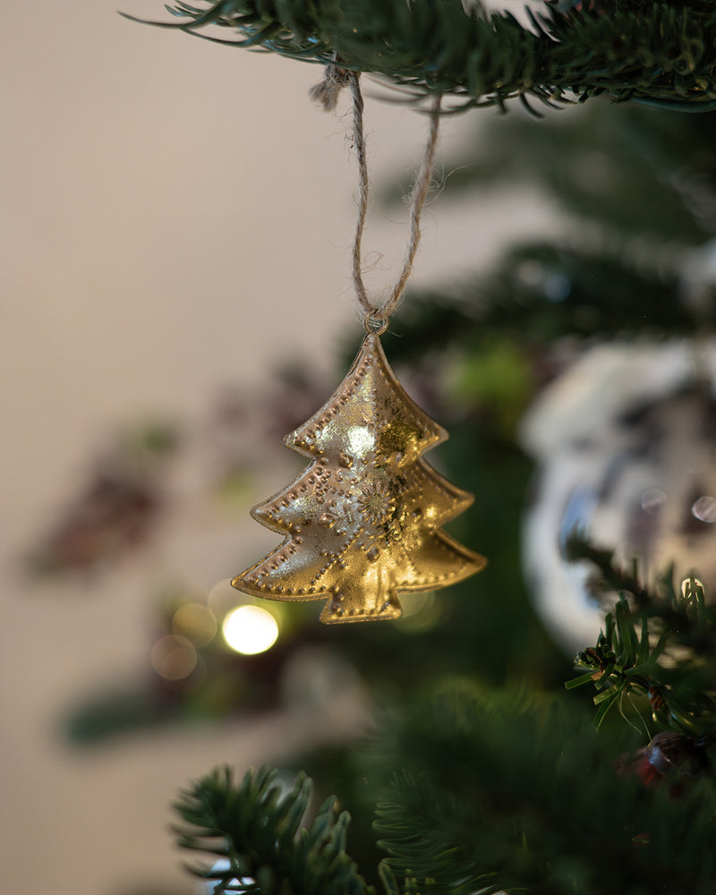 Golden Etched Ornaments - Set of 3