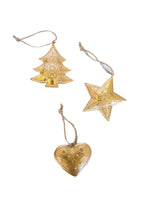 Golden Etched Ornaments - Set of 3