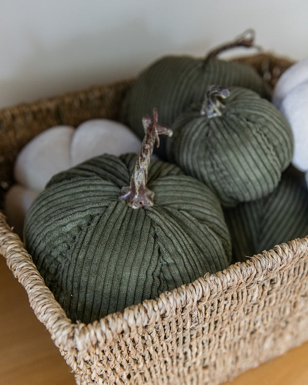 Medium Green Corduroy Pumpkin