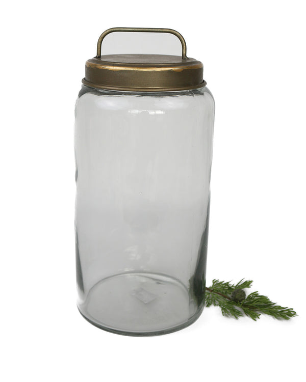 Large Glass Canister W/ Galvanized Lid