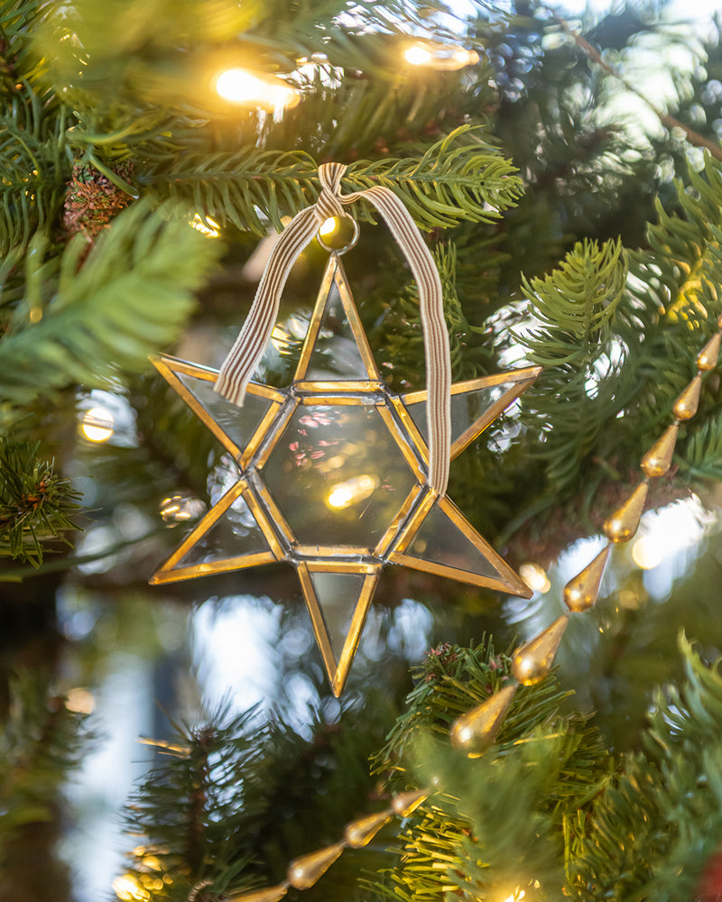 Metal Glass Star Ornament