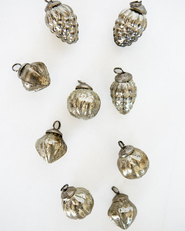 Mini Silver Ornaments - Set of 9
