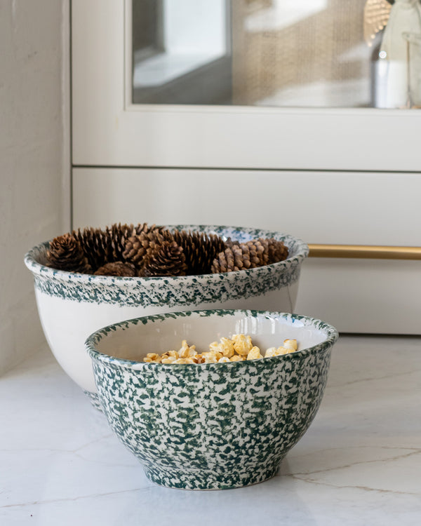 Aged Green Print Mixing Bowl Set - One of a Kind