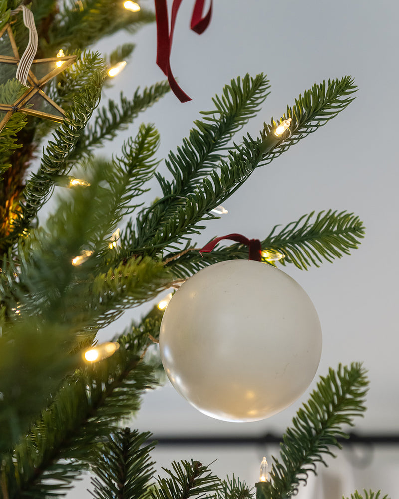 Off White Glass Ball Ornament