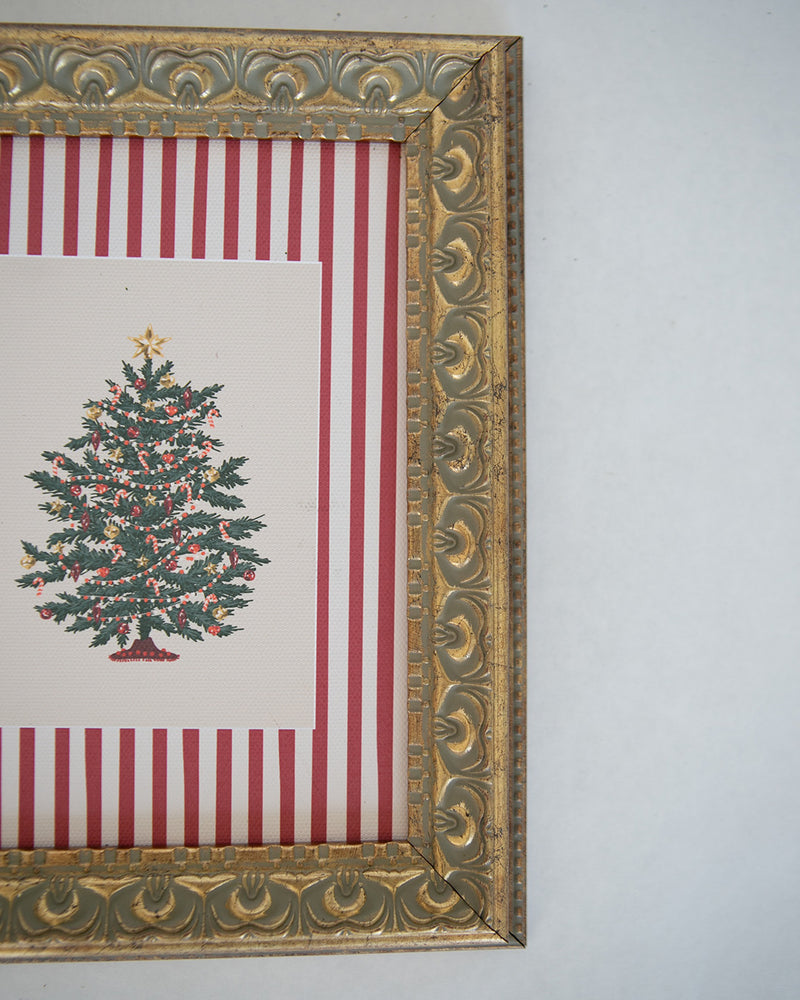 Pinstripe Christmas Tree Framed Art
