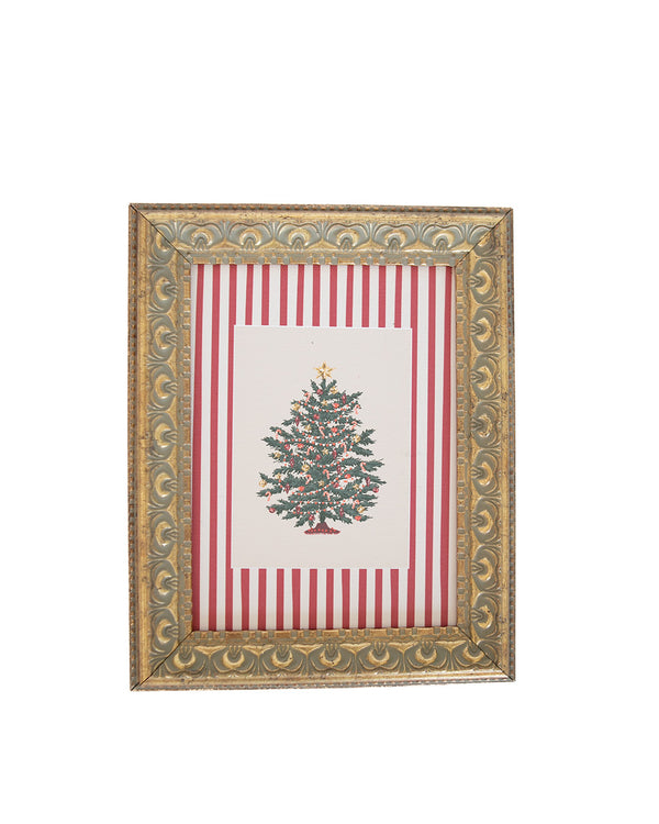 Pinstripe Christmas Tree Framed Art