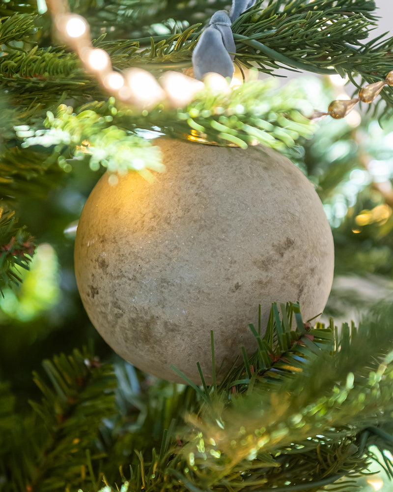 Recycled Glass Ball Ornament - Green/Grey