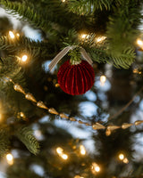 Red Ridged Glass Ornament, Set of 2