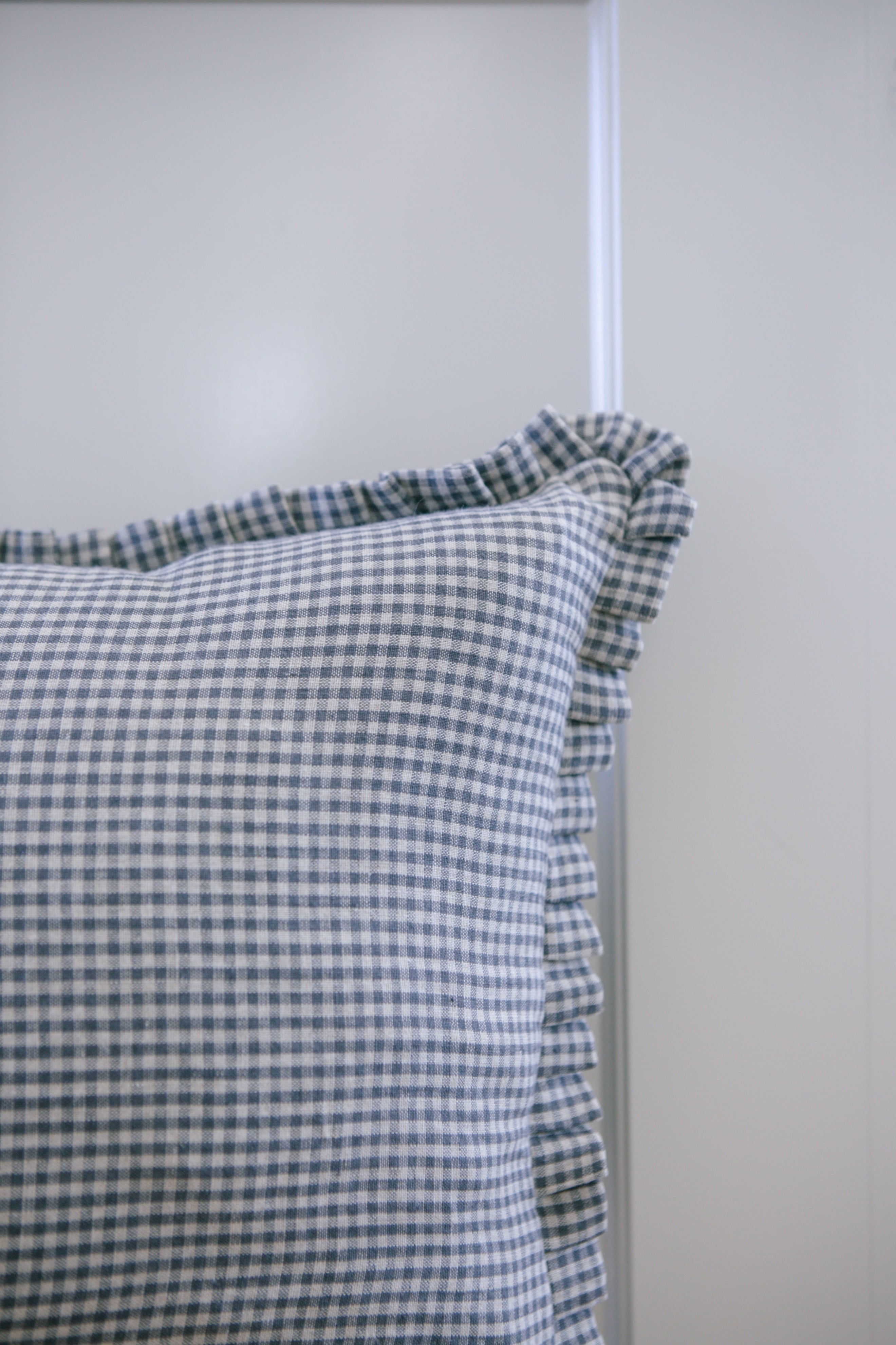 Frankie Gingham Ruffle Pillow Cover