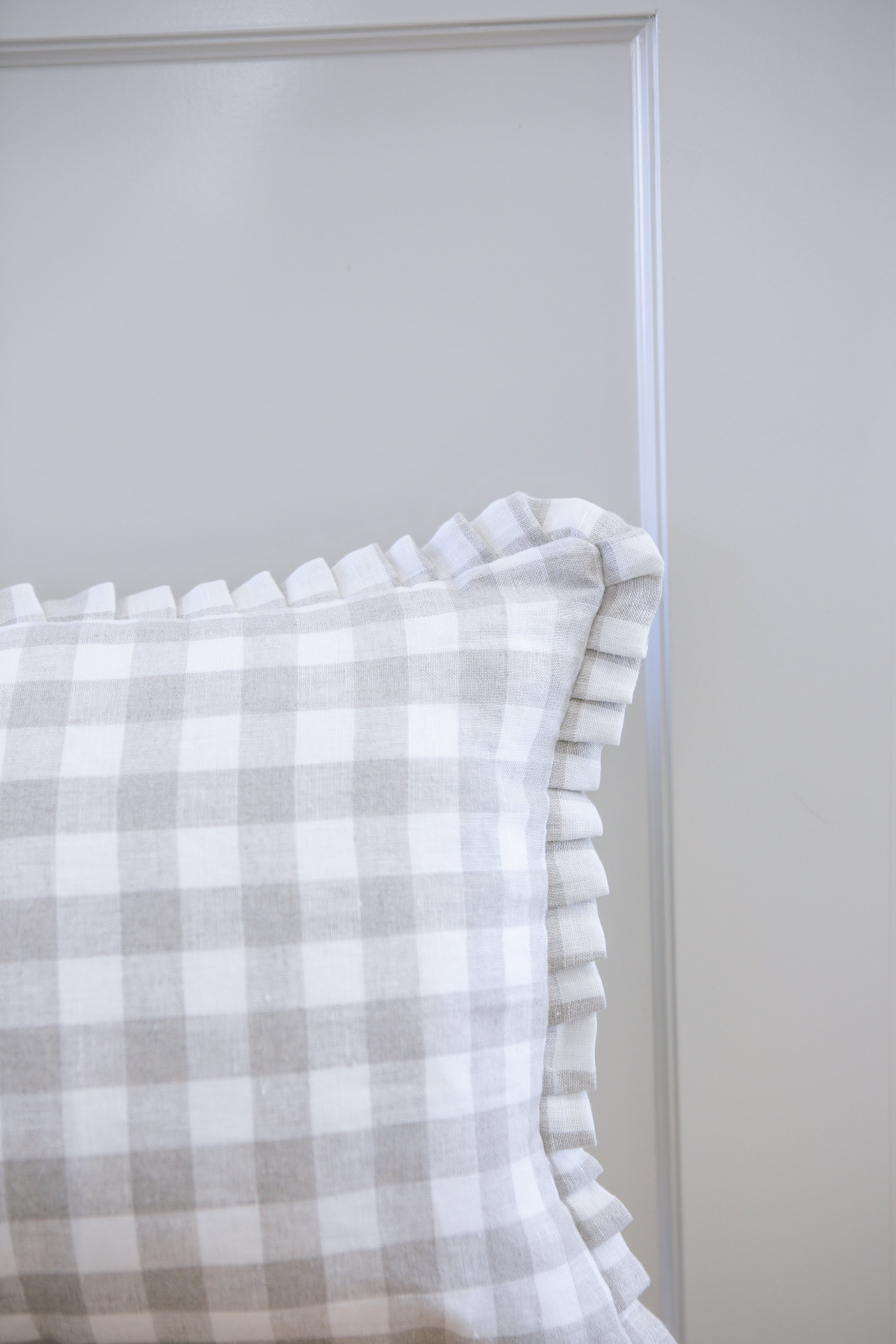 Faye Gingham Ruffle Pillow Cover