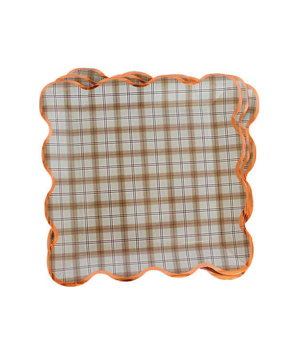 Scallop Plaid Plate - Set of 8