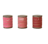 Gold Edged Pink Velvet Ribbon - Set of 3