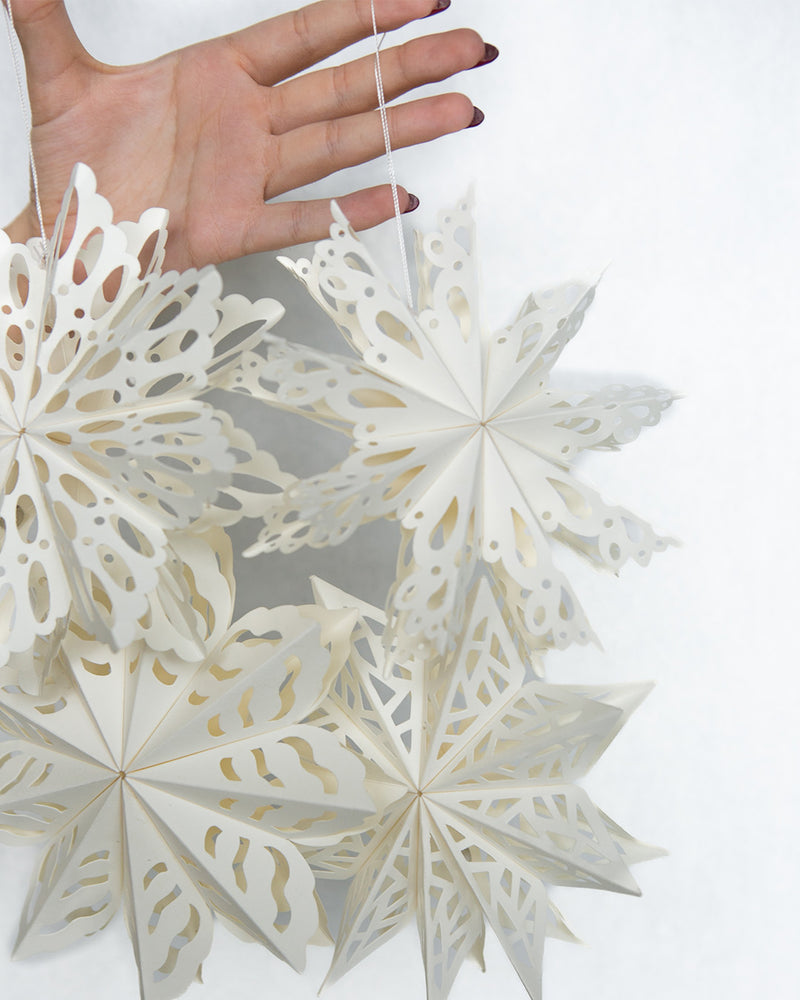 Powder Snowflake Ornaments - Set of 4