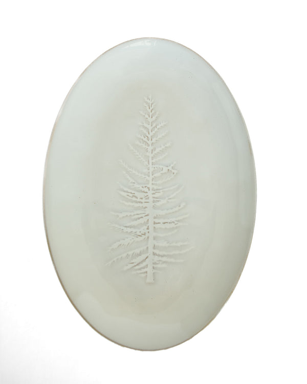 Stoneware Platter w/ Tree Design