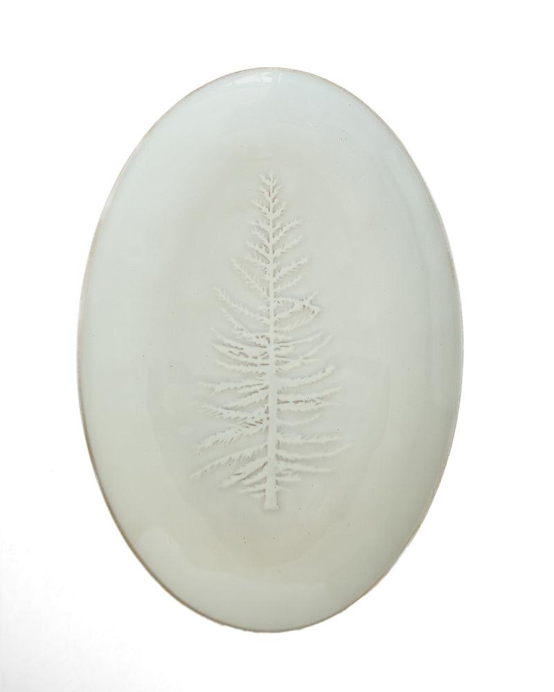 Stoneware Platter w/ Tree Design