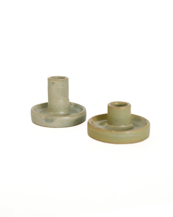 Stoneware Spring Taper Holder- Set of 2