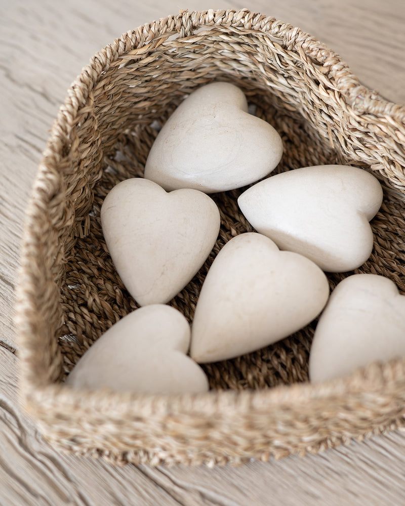 Hand Carved Stone Hearts - Set of 6