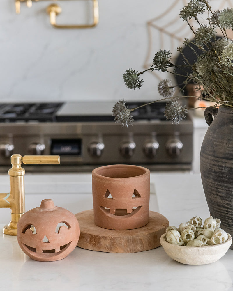 Terracotta Cylinder Luminary Jack-O-Lantern