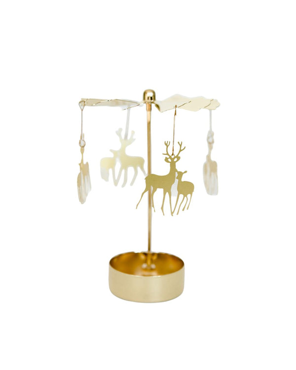 Gold Reindeer Carousel Tealight Holder