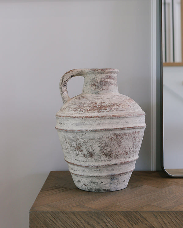 Vintage Clay Vase with Handle