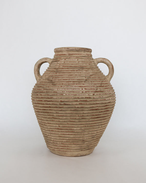 Vintage Clay Vase with Two Handles