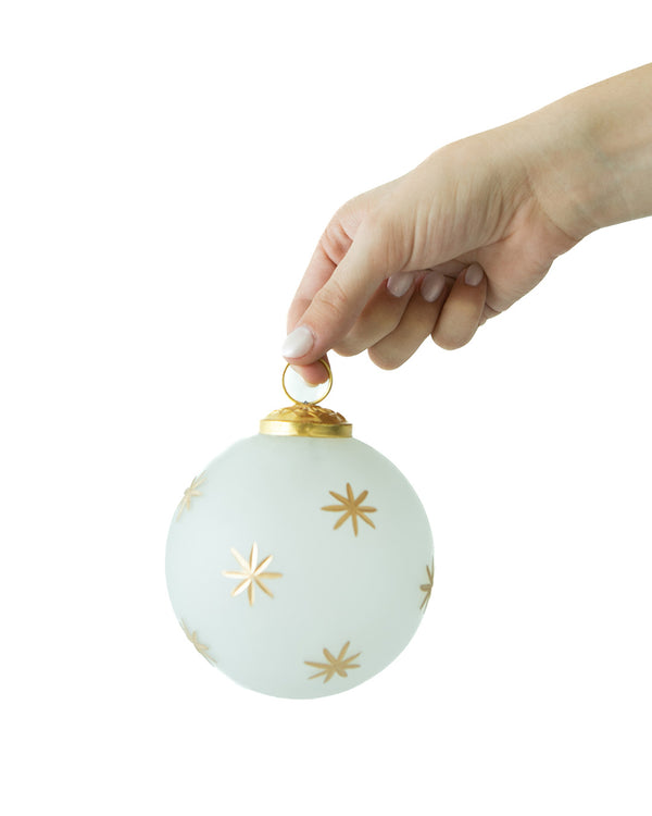 White & Gold Milky Glass Star Ornament